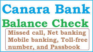 canara bank balance check number
